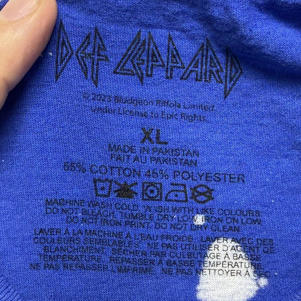 Def Leppard Shirt Mens XL Blue Tie Dye Animal 1987 Graphic Band Tee Music - Picture 5 of 7